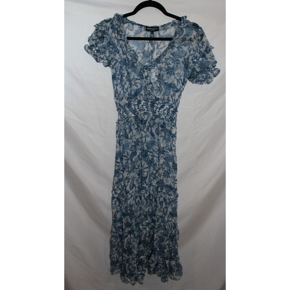 GENERATION LOVE FLEUR PAISLEY MAXI DRESS INDIGO BLUE SZ XXS NWT $385